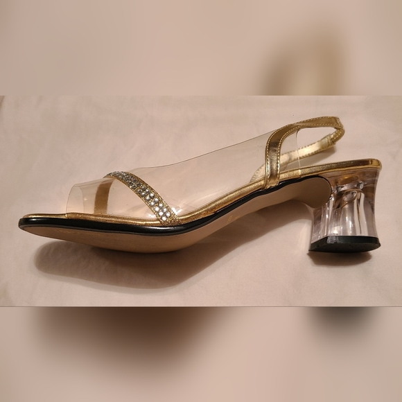 Pierre Dumas size 8½M clear/gold heels - Picture 3 of 11